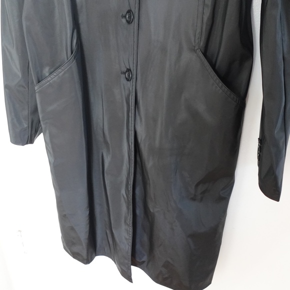 A. Byer Long Trench Coat Button Down Black Size L 90s Y2K Minimalist Streetwear - Picture 4 of 10